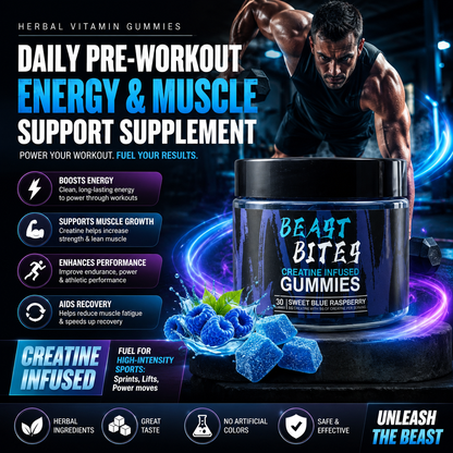Herbal Vitamin Gummies – Daily Pre Workout Energy & Muscle Support Supplement