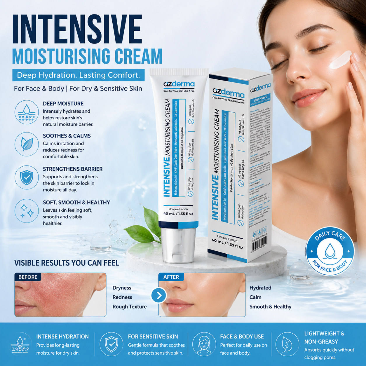 Intensive Moisturising Cream for Dry & Sensitive Skin 40ml