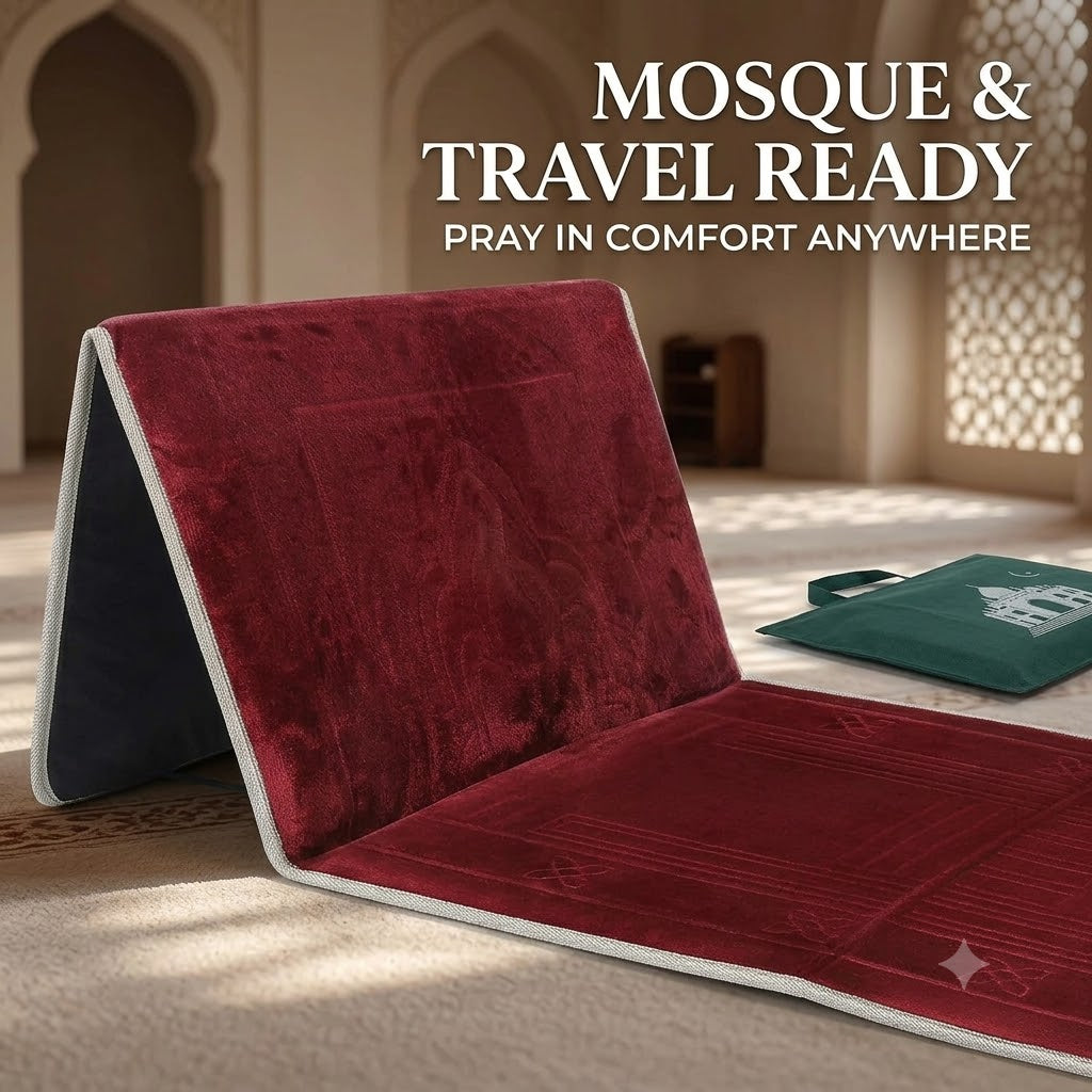 Foldable Muslim Prayer Rug Foam Prayer Mat with Comfortable Backrest
